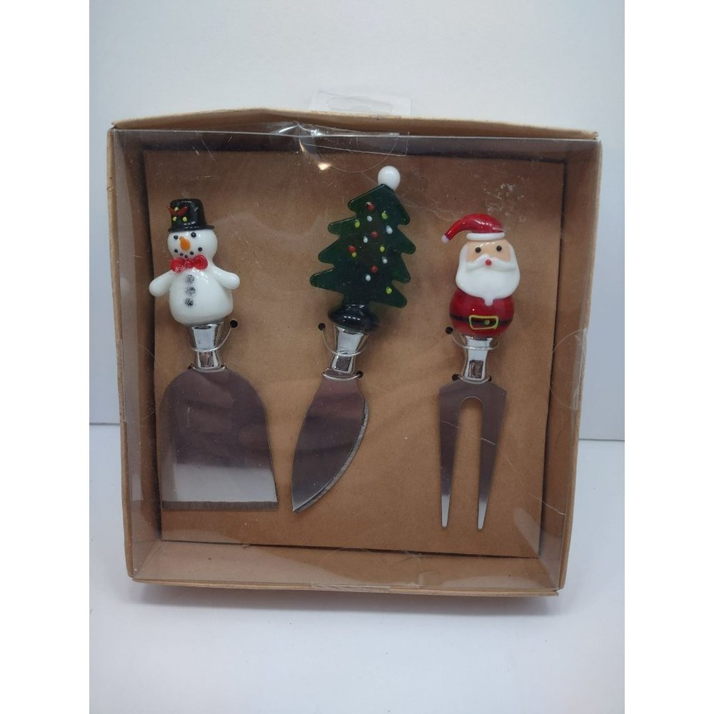 3 Piece Santa Cheese Knives Set Christmas snowman